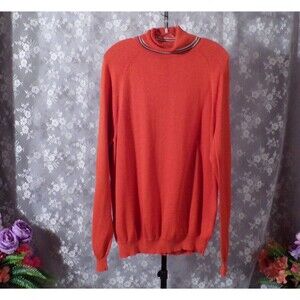 Orange Cashmere Cotton Turtleneck Men's Size Medium Cabincore Fisherman Fall